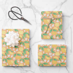 Fruit Basket Pattern Collection - Lemon Wrapping Paper Sheet