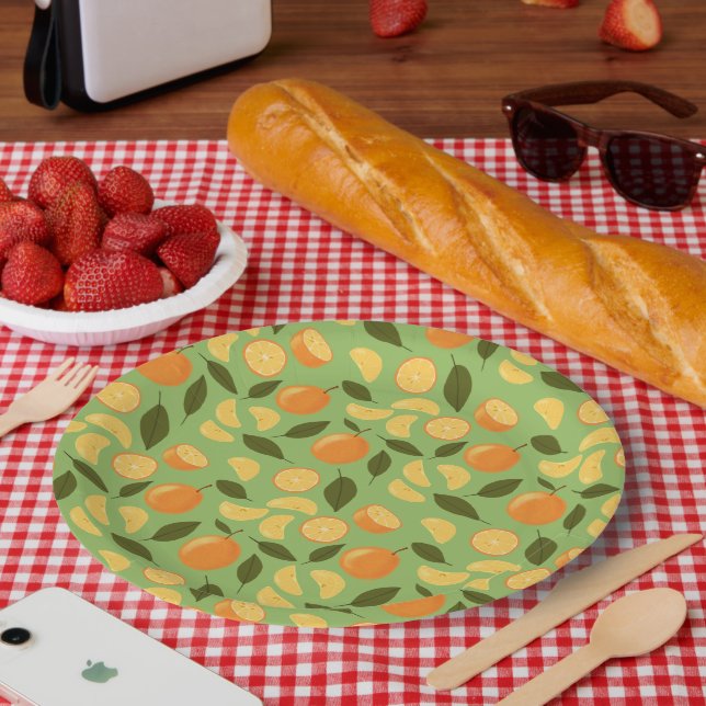 Fruit Basket Pattern Collection - Oranges Paper Plate (Picnic)