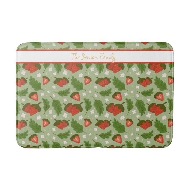Fruit Basket Pattern Collection - Strawberries Bath Mat (Front)