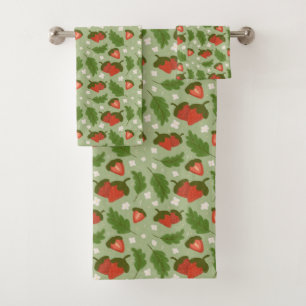 Fruit Basket Pattern Collection - Strawberries Bath Towel Set