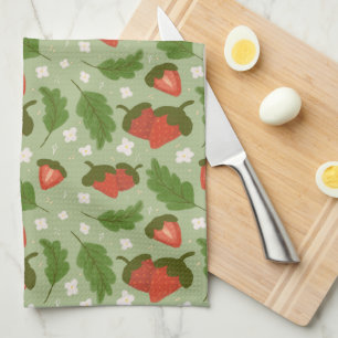 Fruit Basket Pattern Collection - Strawberries Tea Towel