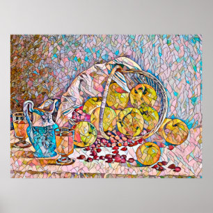 Fruit Basket Pitcher food still life Abstract art Poster