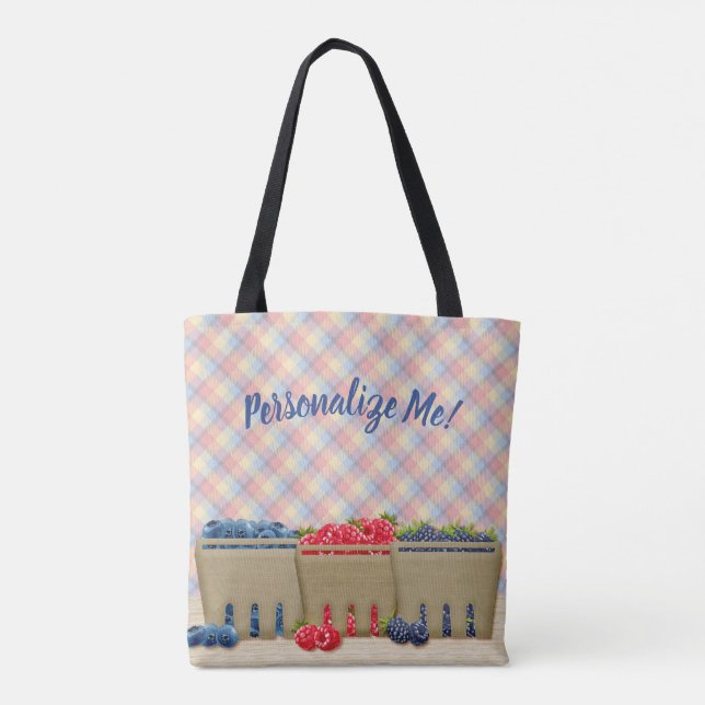 Fruit Basket Raspberry, Blueberry, Blackberry Tote Bag (Back)