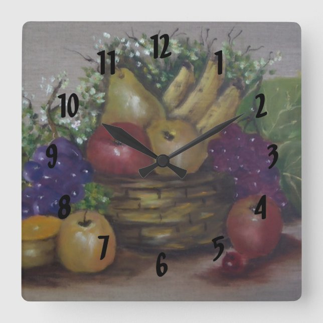 fruit basket square wall clock (Front)