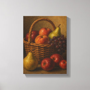 Fruit Basket Still Life with Pears and Apples Canvas Print