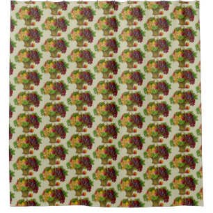 Fruit Basket Vintage Art Pattern Shower Curtain