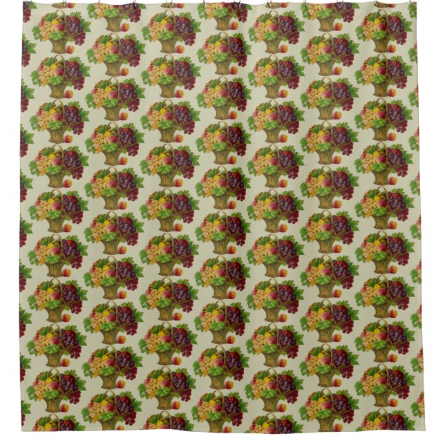 Fruit Basket Vintage Art Pattern Shower Curtain (Front)