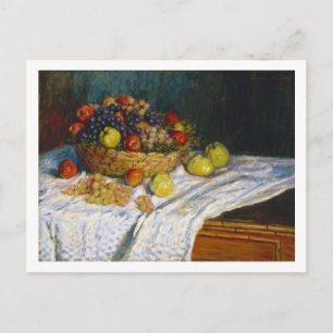 Fruit Basket with Apples and Grapes Claude Monet Postcard