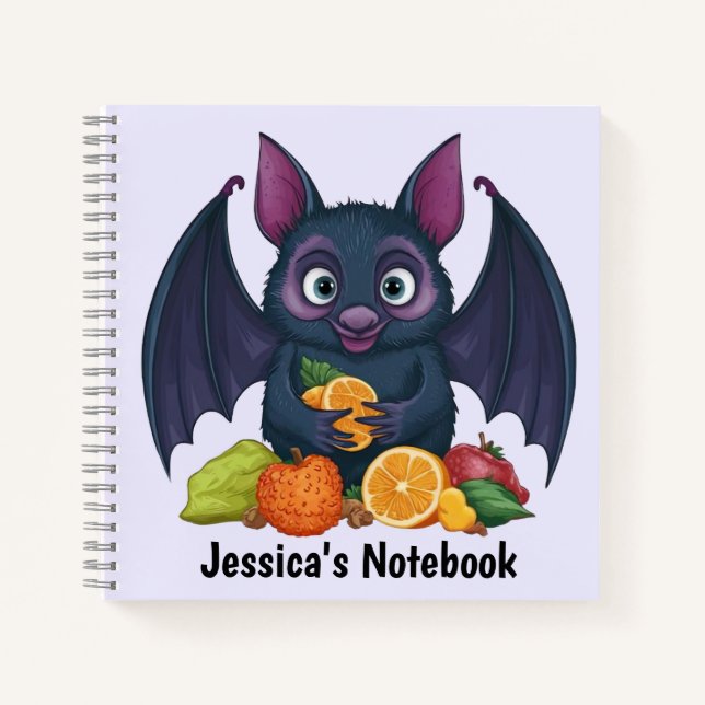 Fruit Bat Personalised Notebook (Front)