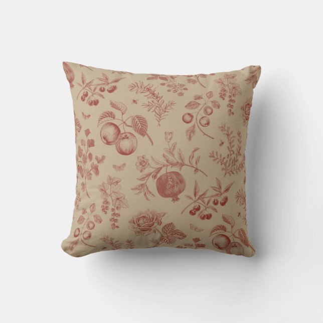 Fruit,  berry and flowers. Autumn seamless pattern Cushion (Front)