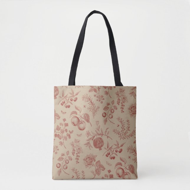 Fruit,  berry and flowers. Autumn seamless pattern Tote Bag (Front)