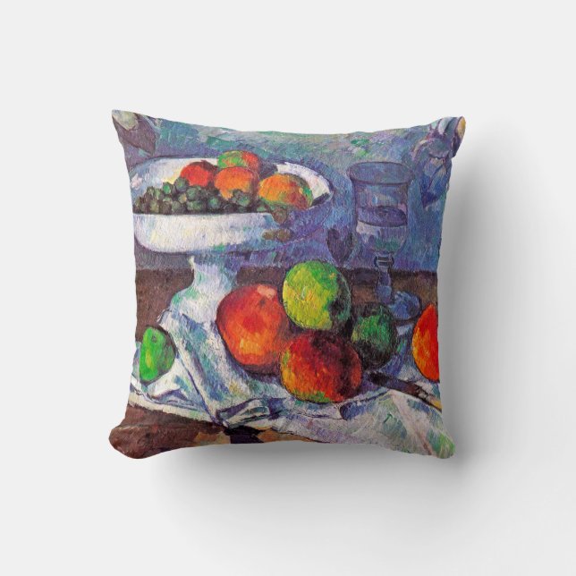 Fruit bowl, Glass and Apples, Cezanne Cushion (Front)