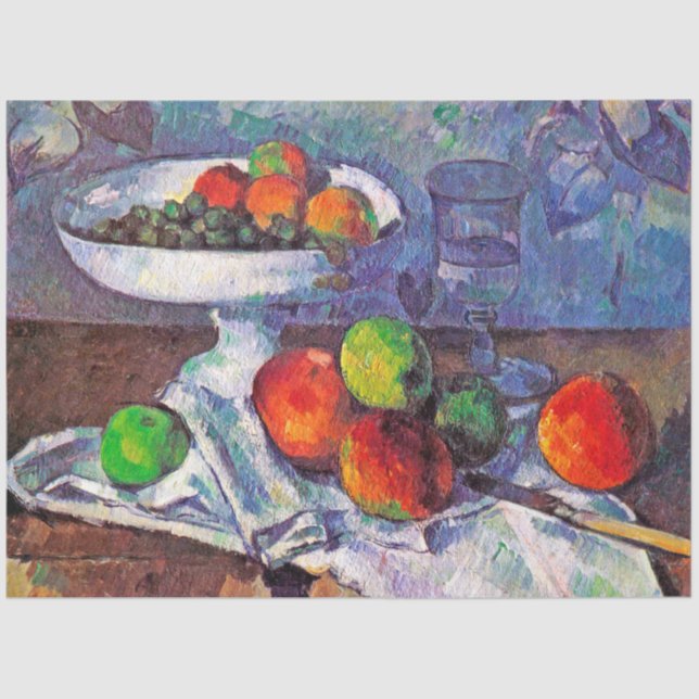 Fruit bowl, Glass and Apples, Cezanne Tissue Paper (Front)