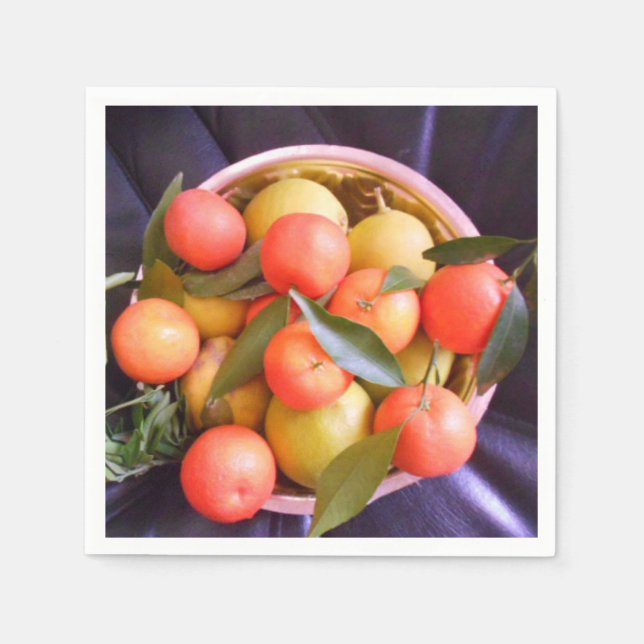 Fruit bowl oranges picture original napkin (Front)