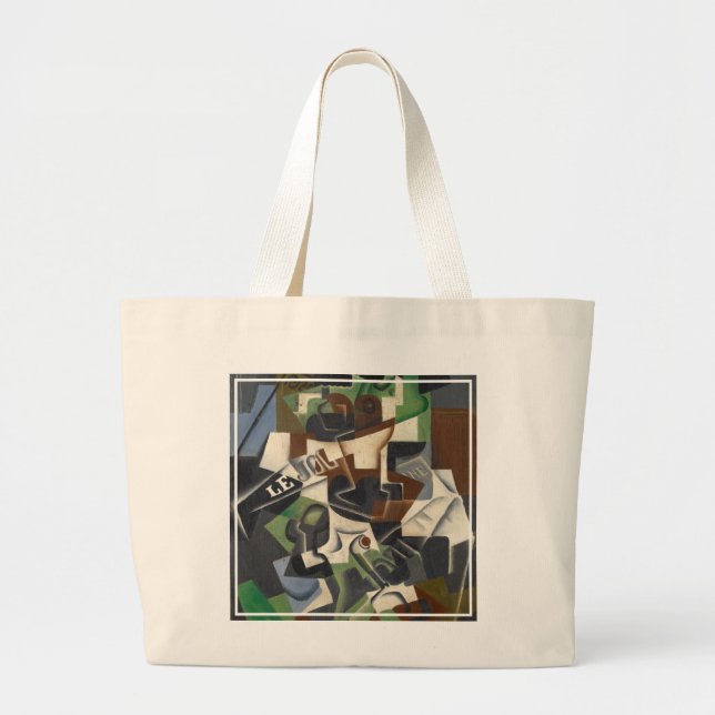Fruit Bowl, Pipe and Journal, 1917 Large Tote Bag (Front)