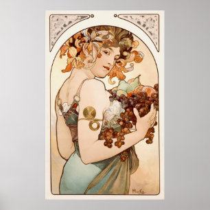 Fruit by Alphonse Mucha Poster