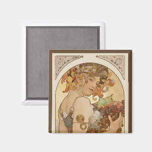 Fruit by Alphonse Mucha, Vintage Art Nouveau Magnet