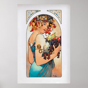 Fruit by Alphonse Mucha  Vintage Fine Art Nouveau Poster