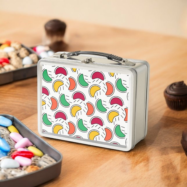 Fruit Candy Shapes Pattern Metal Lunch Box (Lunchbox )