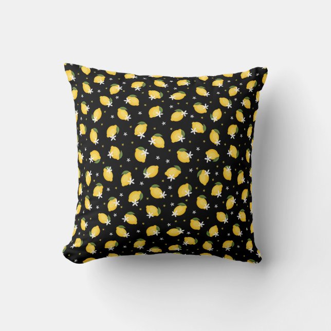 Fruit citrus lemon on black background cushion (Front)