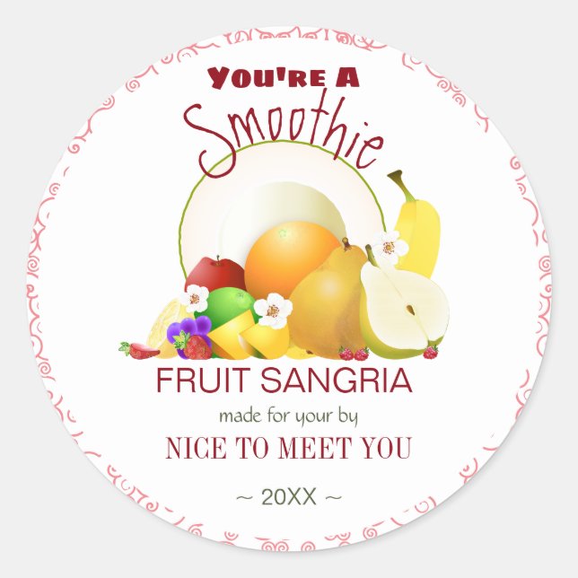 Fruit Cocktail | Friendship Hello Funny Classic Round Sticker (Front)
