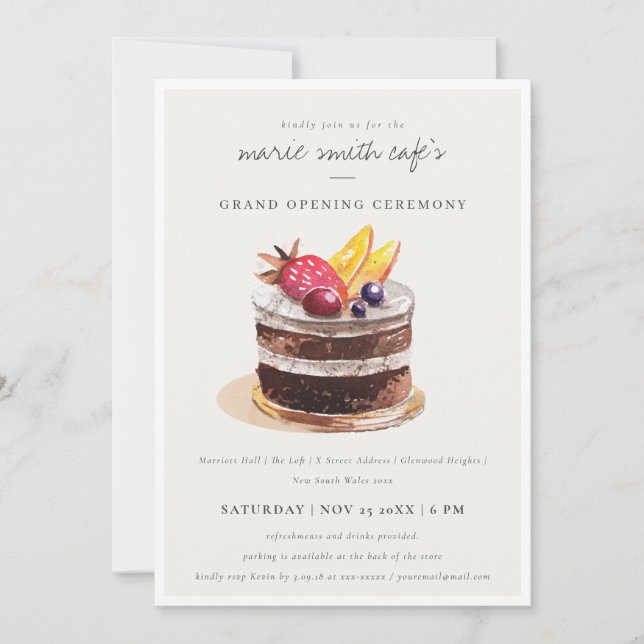 Fruit Dessert Cake Store Grand Opening Invite (Front)