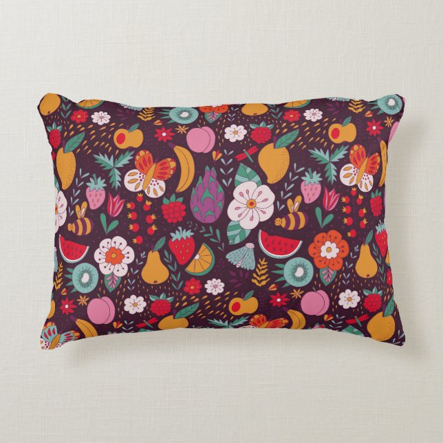 Fruit doodles, hand-drawn summer decor. decorative cushion (Front)