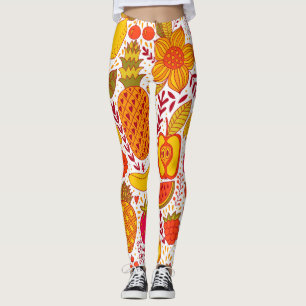 Fruit Doodles: Summer Vintage Pattern. Leggings