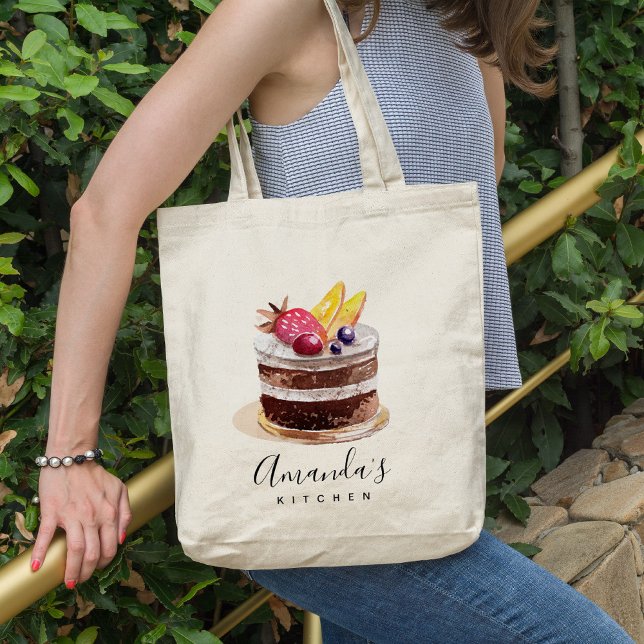 FRUIT FLORAL CAKE PATISSERIE CUPCAKE BAKERY CHEF TOTE BAG (Creator Uploaded)