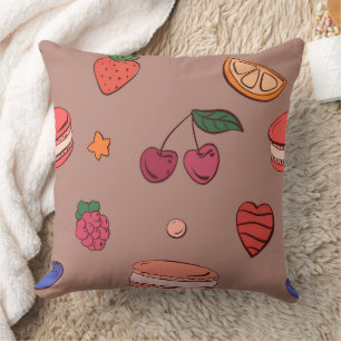 Fruit & French Macaron Pattern Cushion