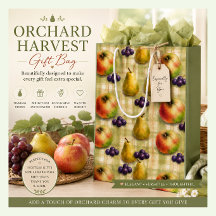 Fruit Gift Bag Apples Pears Grapes Design