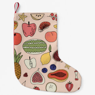 Fruit hand drawn pattern small christmas stocking