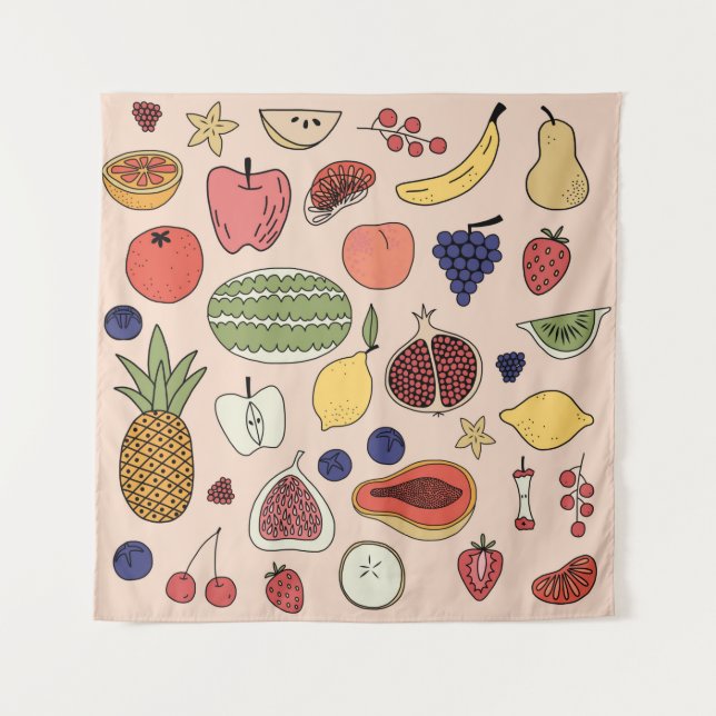 Fruit hand drawn pattern tapestry (Front)