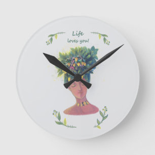 Fruit illustration Valentine's Round Clock