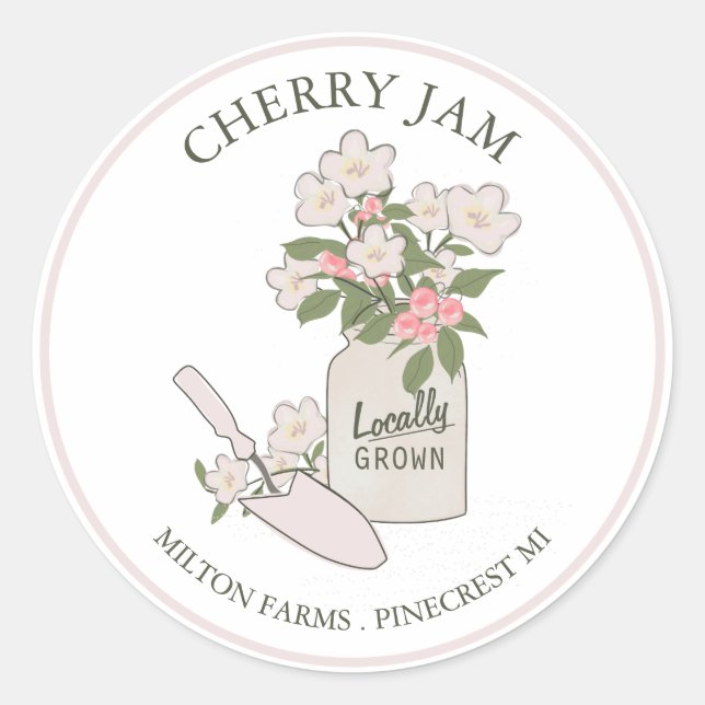 Fruit Jam Jar Small Business  Classic Round Sticker (Front)