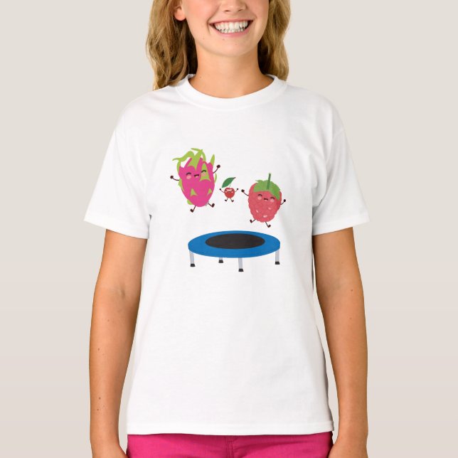 Fruit Jumping On Trampoline T-Shirt (Front)