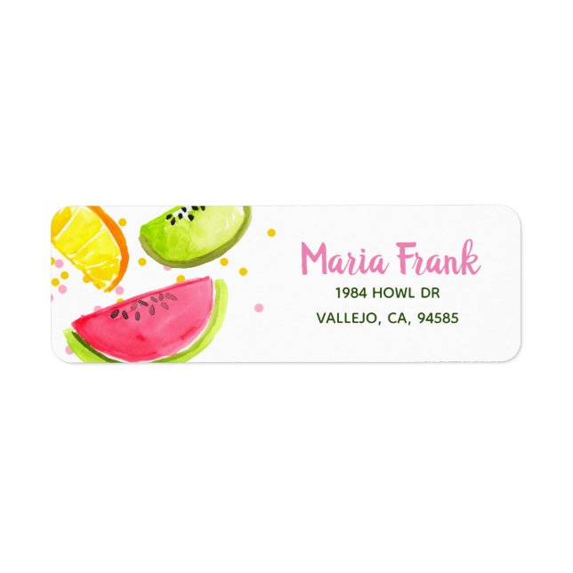 Fruit kid party birthday return label (Front)
