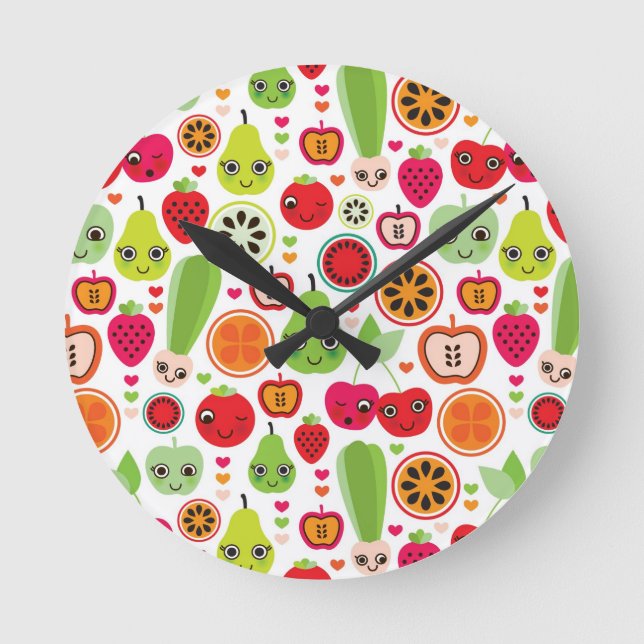 fruit kids illustration apple round clock (Front)