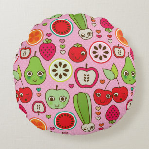 fruit kitchen illustration pattern round cushion