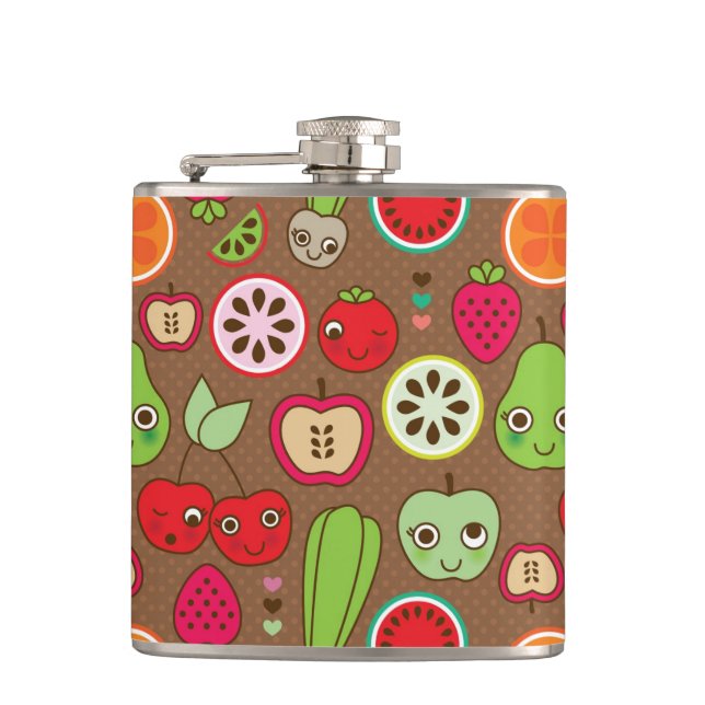 Fruit Kitchen Pattern Hip Flask (Front)