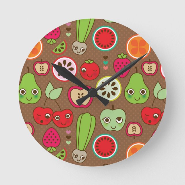 Fruit Kitchen Pattern Round Clock (Front)