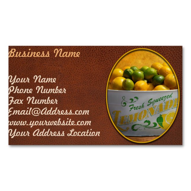 Fruit - Lemons - When life gives you lemons Magnetic Business Card (Front)