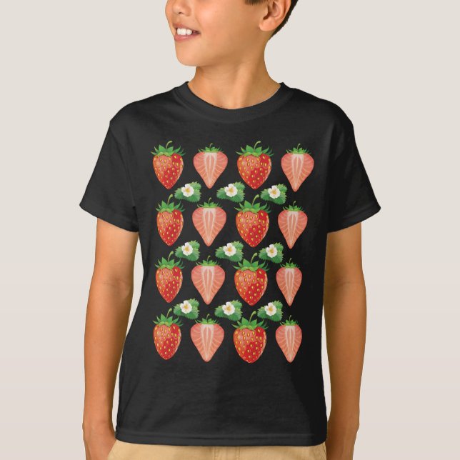 Fruit Lover Vegans Strawberry Pattern Fruitarian S T-Shirt (Front)