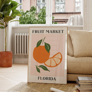 Fruit Market Florida Orange Food Poster
