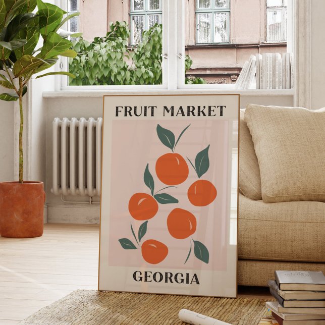Fruit Market Georgia Orange Peach Food Poster (In situ Living room)