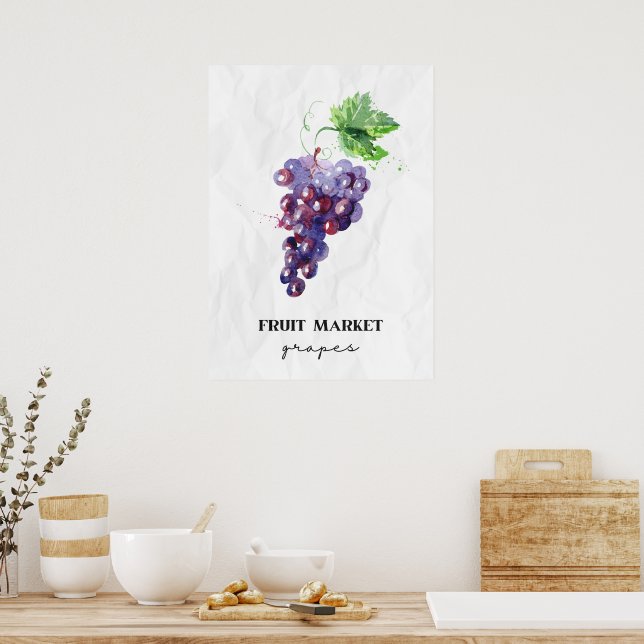 Fruit Market Grapes  Poster (Kitchen)
