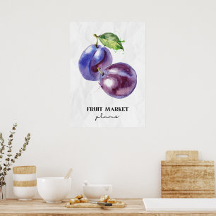 Fruit Market Plums  Poster