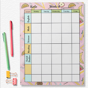Fruit Memphis Pink Homework Assignment Notepad
