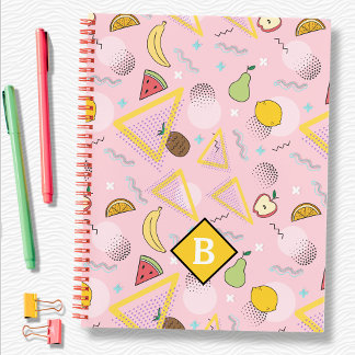Fruit Memphis Pink Pattern School Notebook