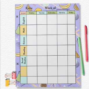 Fruit Memphis Purple Homework Assignment Notepad